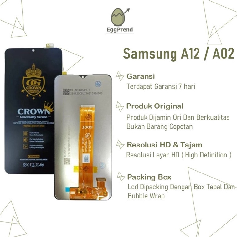 KODE J96E LCD TOUCHSCREEN SAMSUNG A12  A125  A2  A22  A125F  A22F COMPLETE ORIGINAL FULLSET  LCD SAM