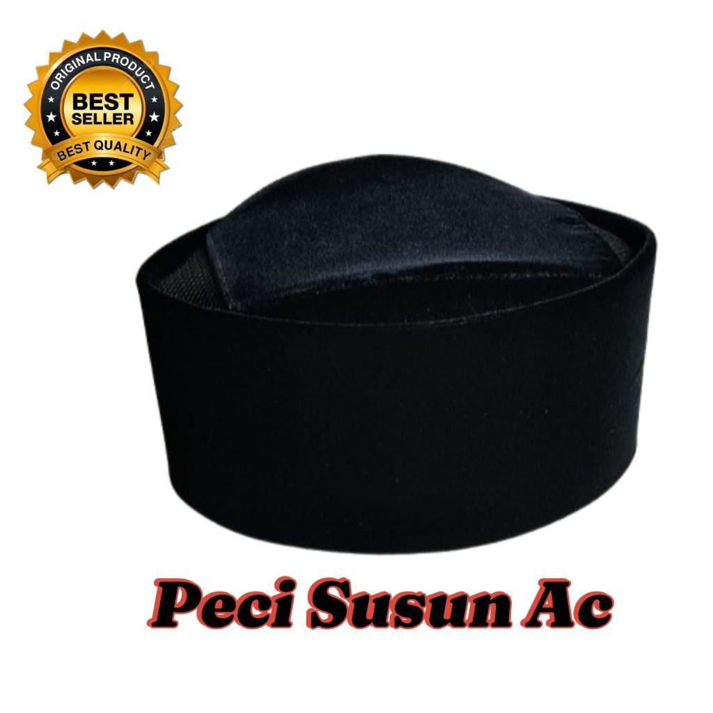 Peci, Songkok, Kopiah, Kopyah Motif Susun Hitam Tinggi 6cm 7cm 8cm 9cm 10cm.