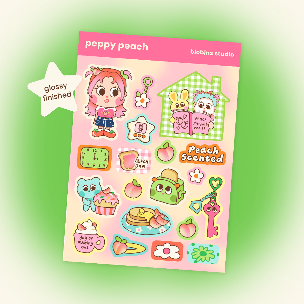 

Peppy Peach A6 Sticker Sheet