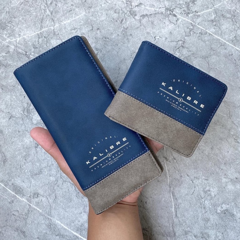 KODE J5F Dompet Pria Cowok Dompet Lipat Pria Cowok Kalibre Kanvas Panjang Pendek Kulit Buaya Hitam C