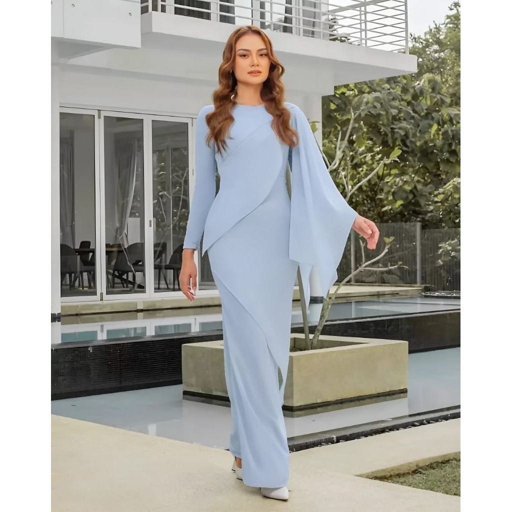 Baju Gamis Terbaru Lily Dres Polos Malaysia Bahan Ceruty babydoll Premium Fashion Muslim Wanita Eleg