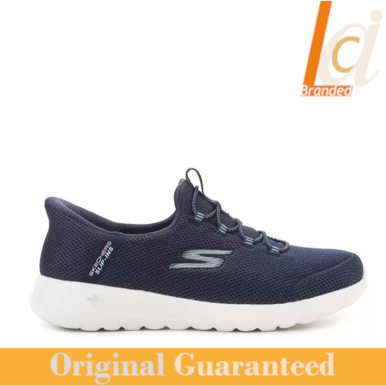 Sepatu Sneakers Slip On Wanita Original Skechers Go Walk Joy - Navy/White