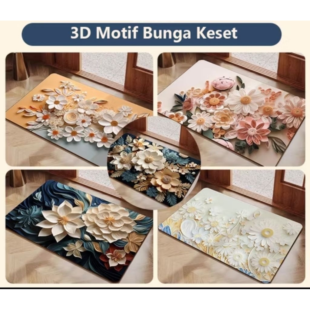 BERRYS BEAUTY BB109 READY  Keset Diatomite 3D /Kotak Anti Slip Keset /Kamar Mandi Keset Lantai Menye