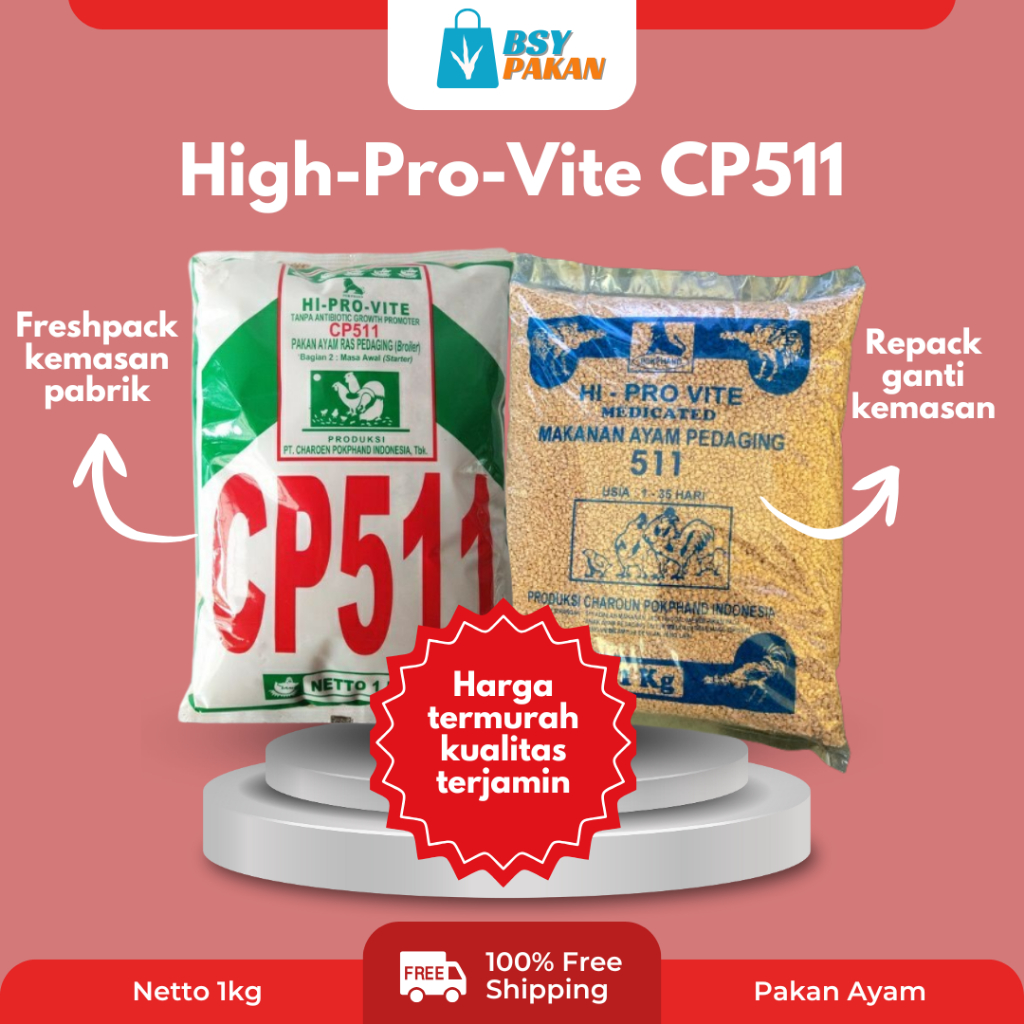 Pakan/Makanan Ayam Broiler - Pokphand 511 Fresh Pack 1Kg / Pakan Ayam 511