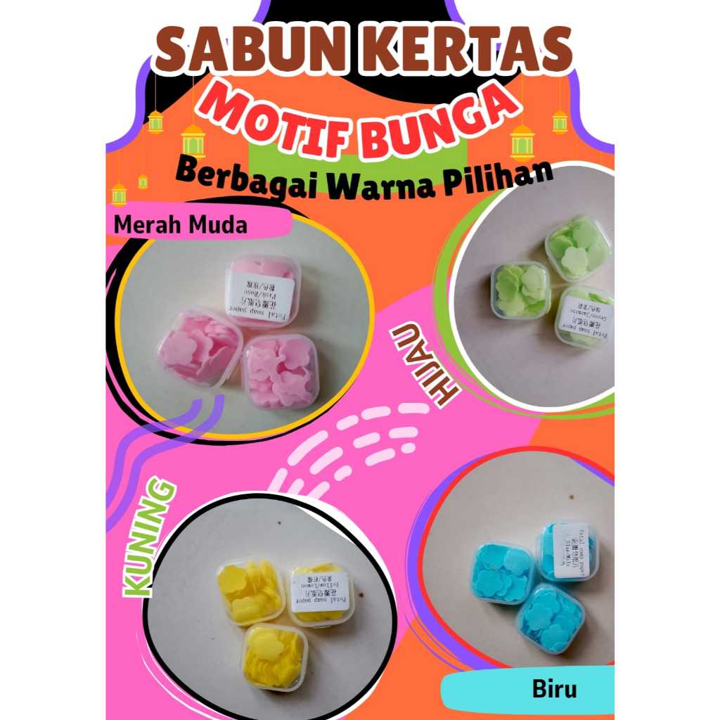 Sabun Kertas Mini Motif Bunga Portable | Sabun Cuci Tangan Kertas Praktis | Sabun Kertas Traveling
