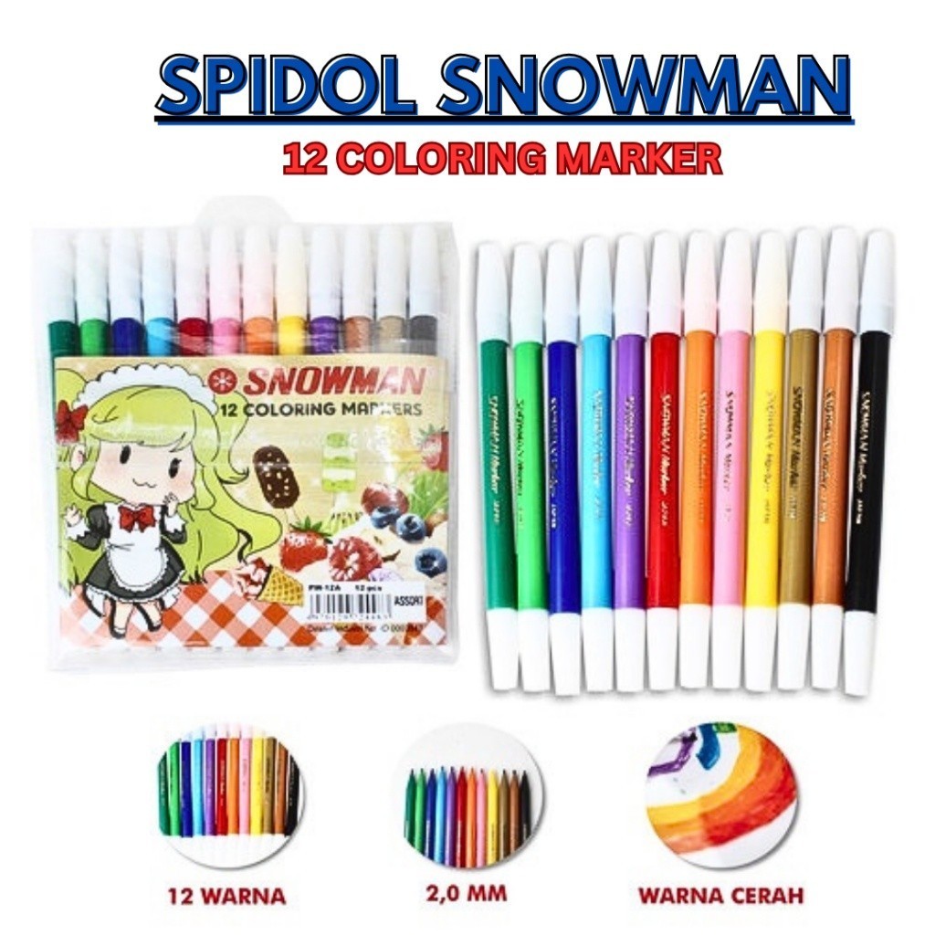 

SNOWMAN SPIDOL 12 WARNA