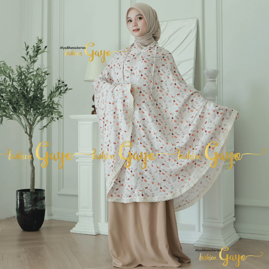 Mukena Fashion GAYO - Alya-Rania Series Mukena Dewasa Katun Rayon Premium Renda Mewah 2In1 Resleting