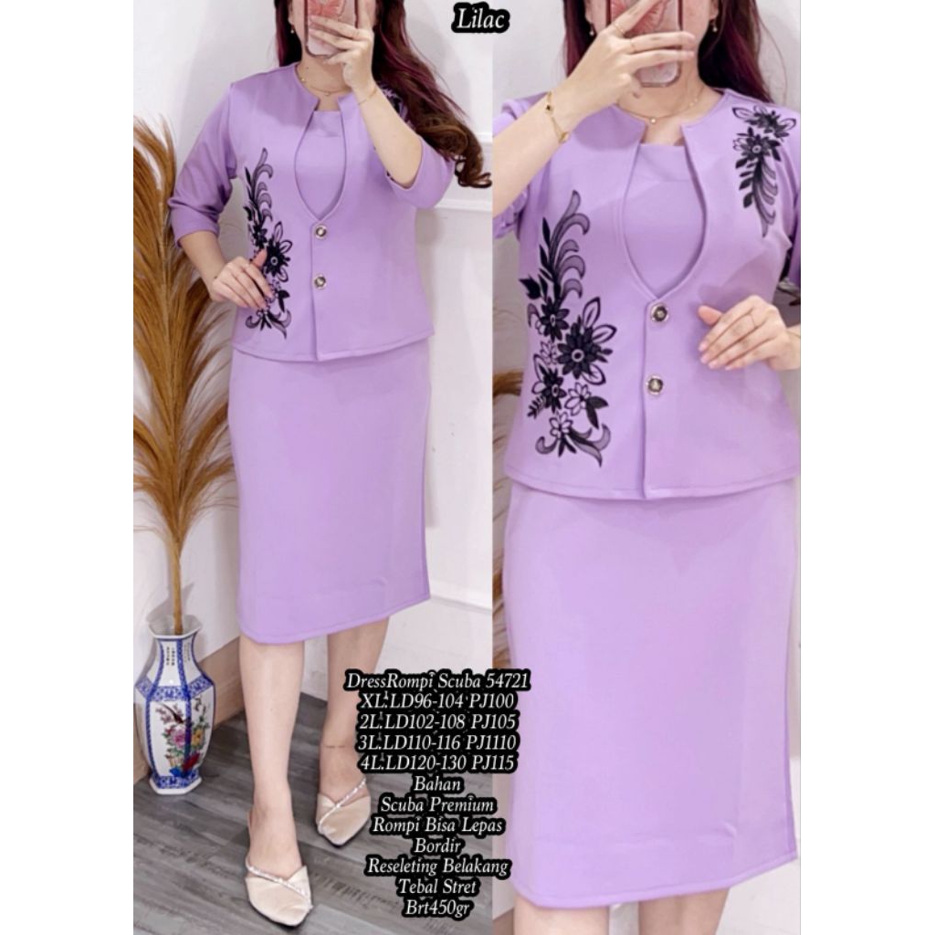 dress rompi scuba/dress tompi bordir 54721/dress rompi jumbo