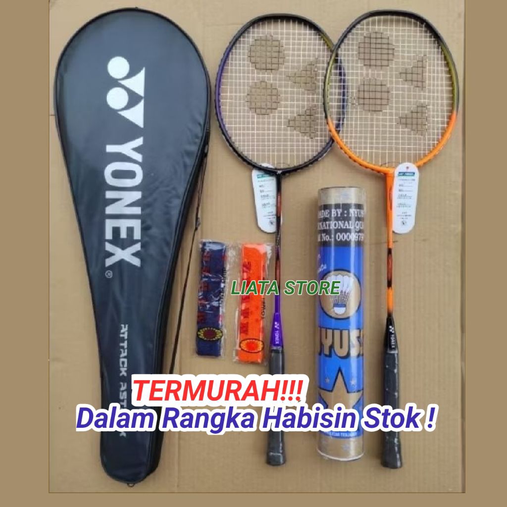 Cuci Gudang Raket Badminton Bulutangkis Lengkap Raket+ Tas+ Handgrip+ Shuttlecock