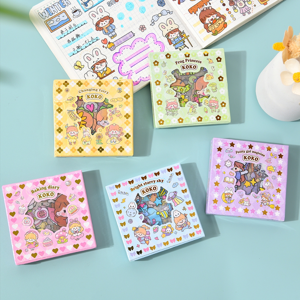 

Stiker Korea viral isi 100 pcs scrap book motif momo girl sticker decor asthetic ellie sticker princess kartun korea lucu