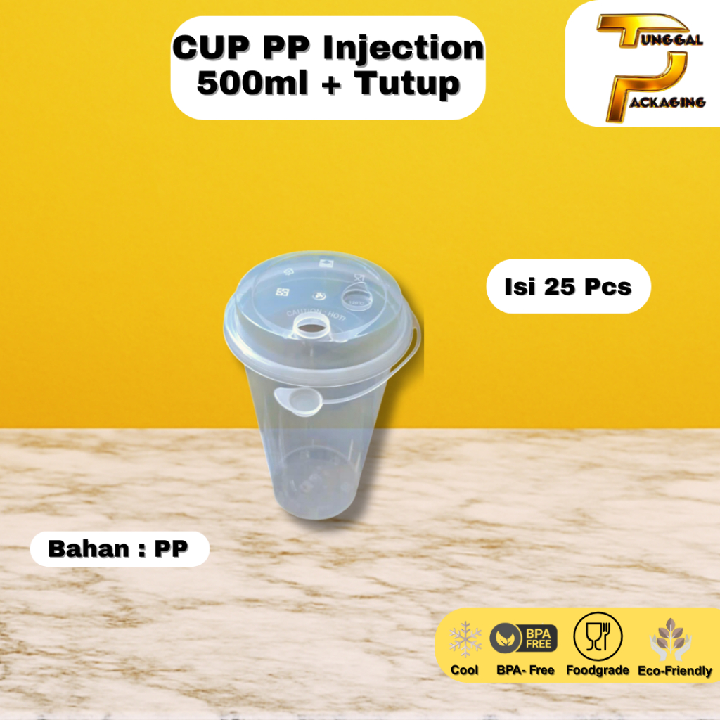 CUP PP INJECTION 16Oz 500ml PER 25 PCS
