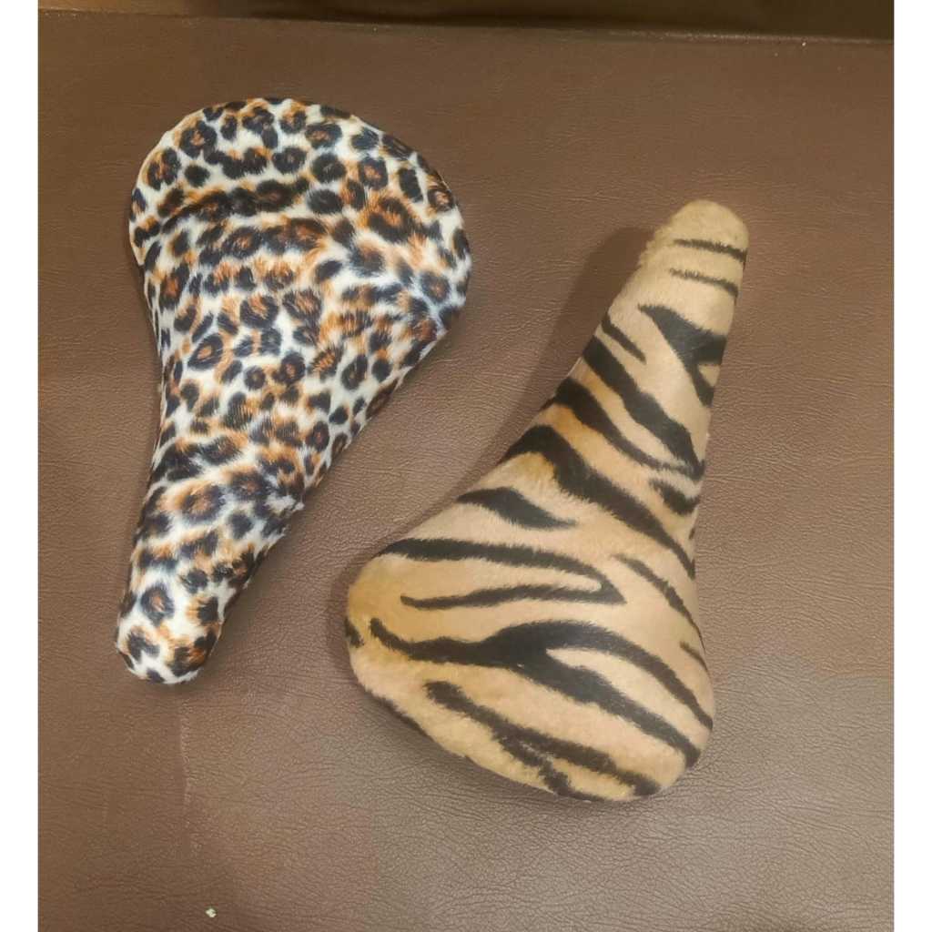Sadel sepeda motif zebra macan Tiger bludru fixie commuter bmx