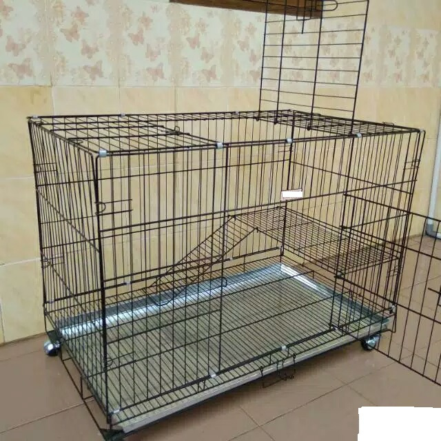 kandang kucing anjing dll 90 cm 1 tingkat fullset +roda