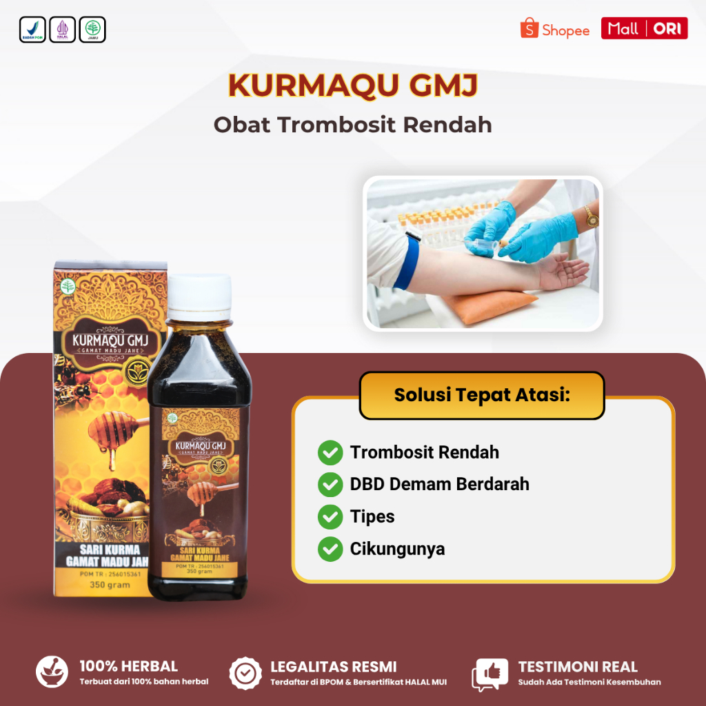Kurmaqu GMJ - Obat Trombosit Rendah, Penambah Trombosit, Demam Berdarah DBD, Tipes Anak & Dewasa