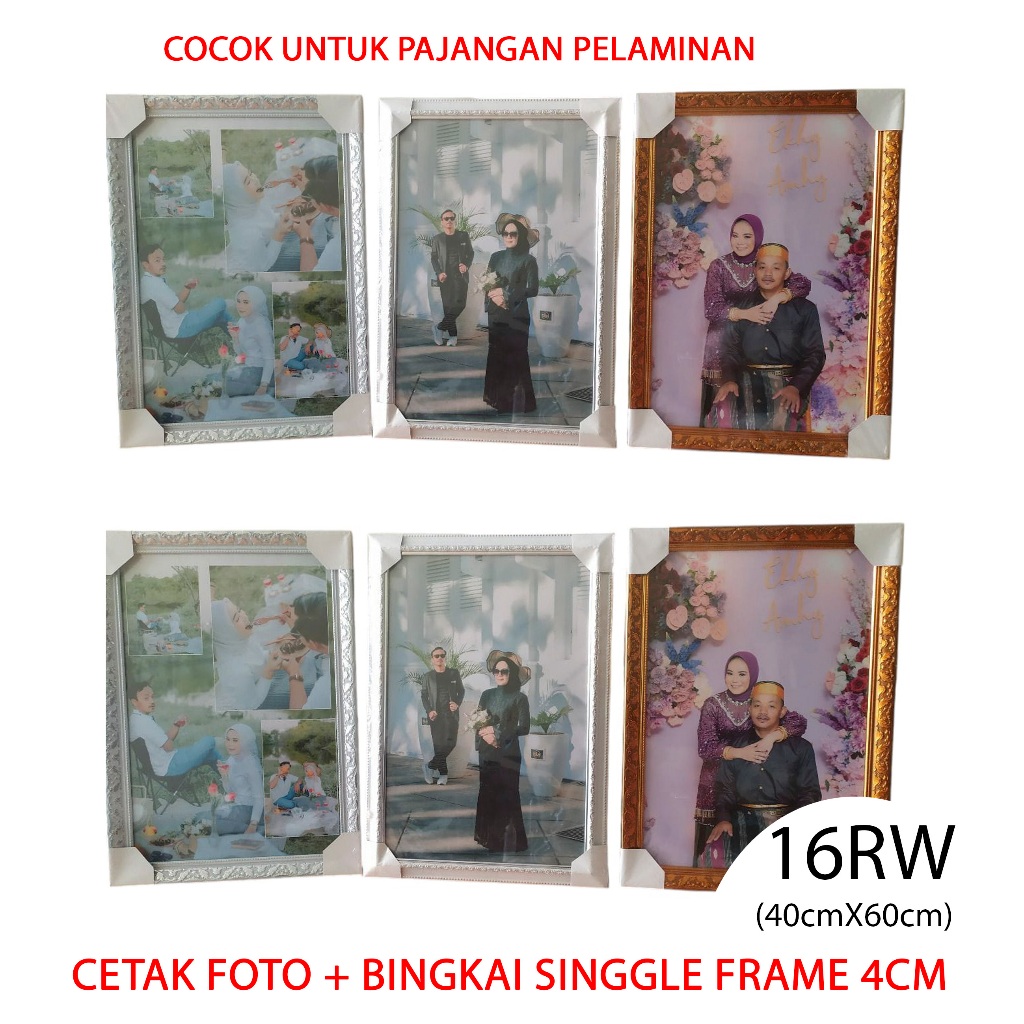 Cocok Untuk Pajangan Pelaminan 16RW 40x60 Cetak Foto + Bingkai Single Frame 4cm Bebas Pilih Motif da