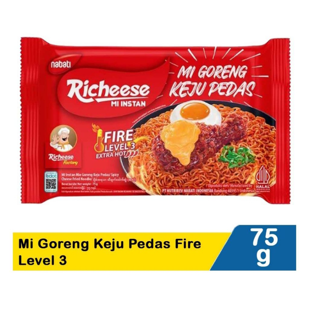 

Nabati Richeese Mi goreng keju pedas fire level 3 75G