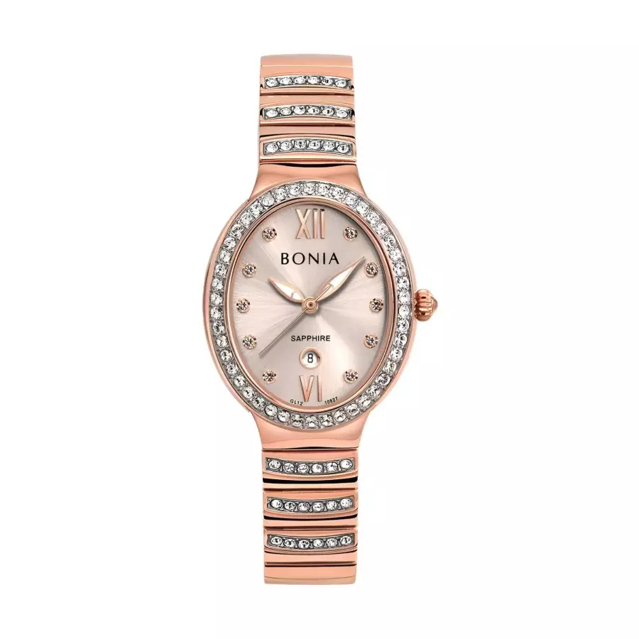 Jam Tangan Wanita Bonia BNB10827-2573S Rosegold Glass Saphire Original Resmi