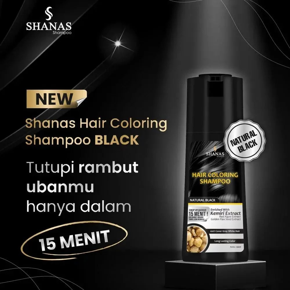 SHANAS Hair Coloring Shampoo PENGHILANG UBAN Natural Black hilangkan uban dalam sekejap