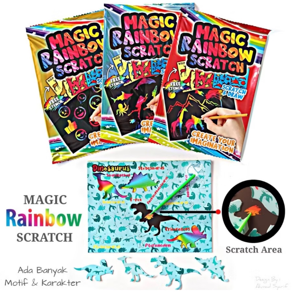 GROSIR DIY MAGIC RAINBOW SCRATCH - MAINAN EDUKASI ANAK TK SD PAUD - SOUVENIR