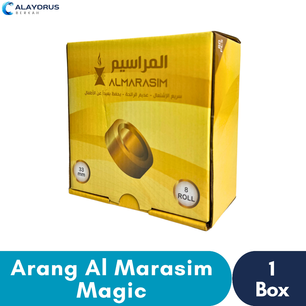 Arang Magic Briket Bukhur Tahan Lama 1 Box Areng Bakar Dupa Buhur Gold Charcoal Tanpa Lubang Premium