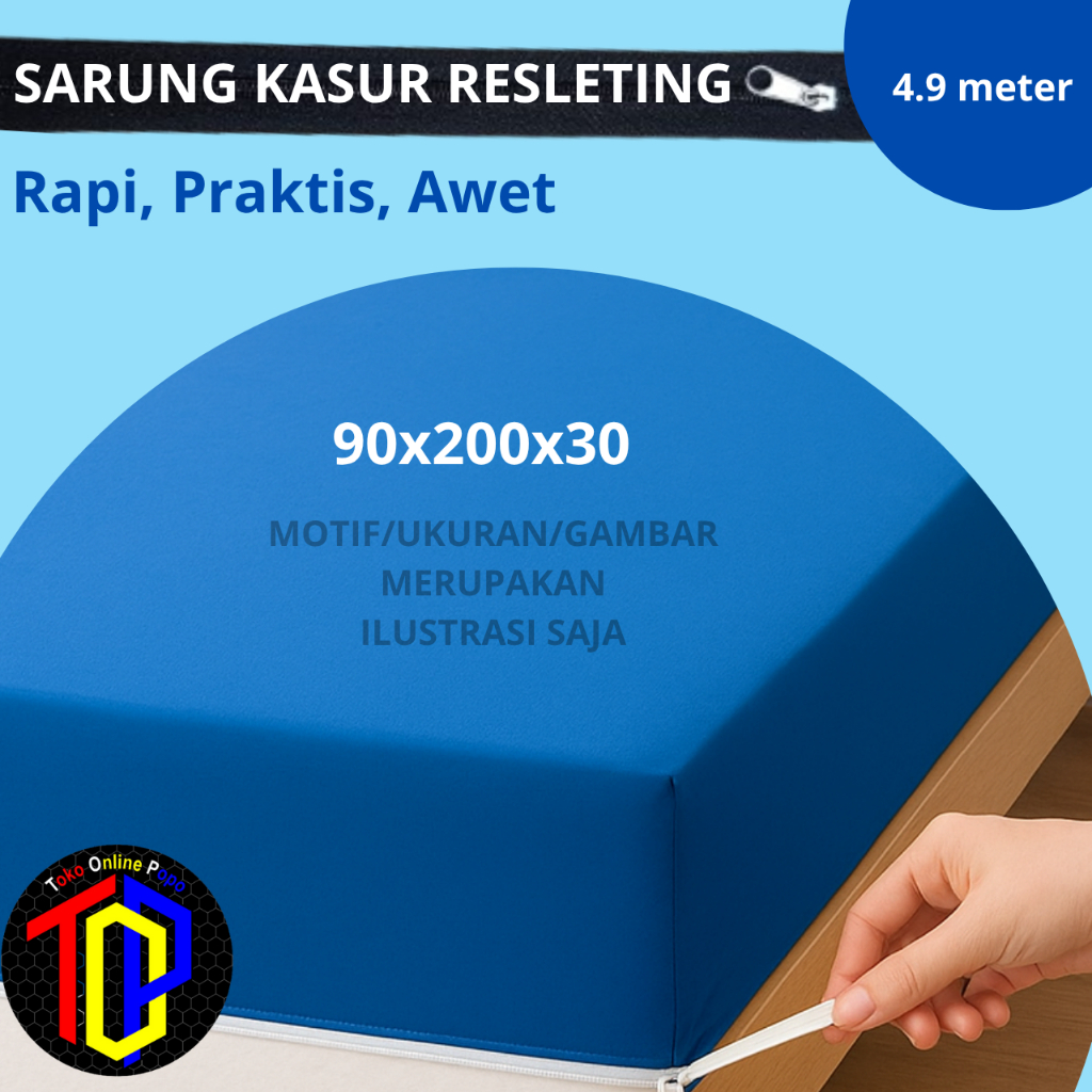 TOP SARUNG KASUR TEBAL 30cm UK. 90X200 – Sarung Kasur Busa Resleting Keliling Full 90x200x30
