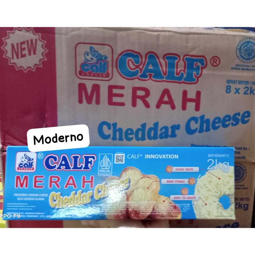 

Keju calf merah Cheddar Cheese 2 kg Kartonan isi 8