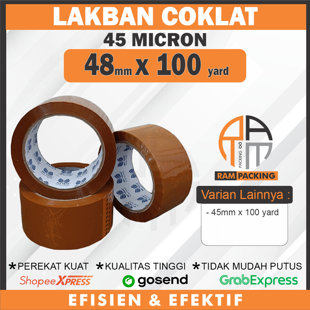 

1 PCS Lakban Coklat 48mm x 100 Yard 45 Micron KUAT ELASTIS LENGKET
