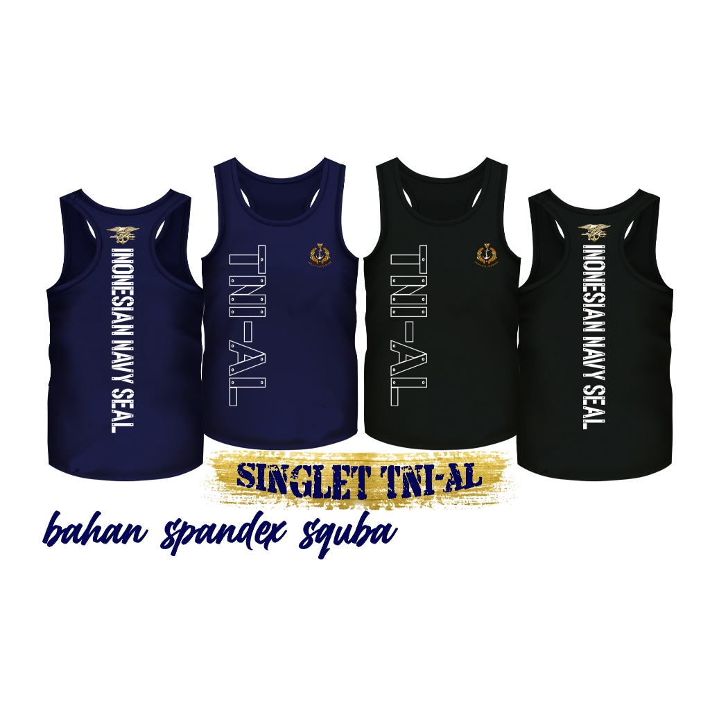 Singlet Gym TNI AL Bahan Scuba Elastis, Slim Fit JunDW
