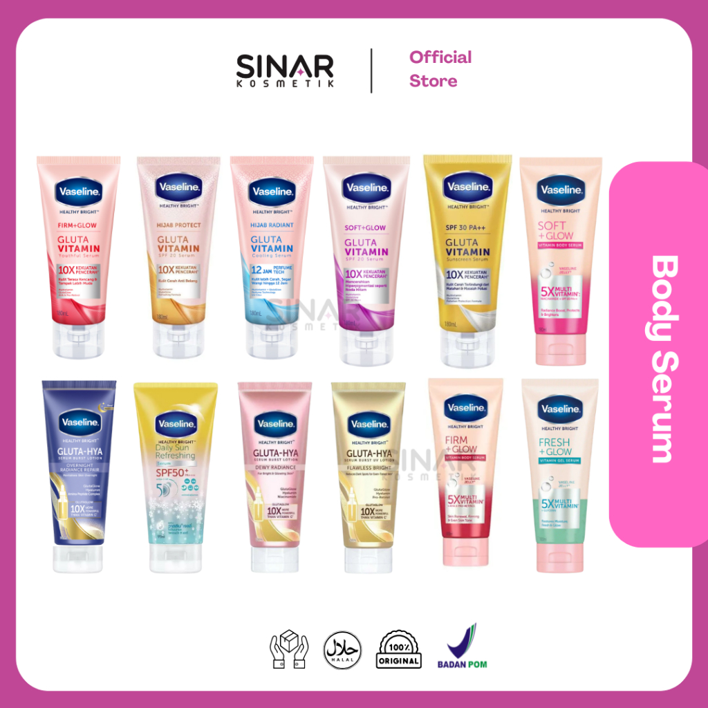 Vaseline Gluta-Hya Body Serum 100ml 180ml 200ml 330ml - Luminous Defense SPF 50 | Soft Glow SPF 20 |