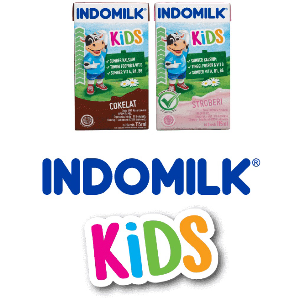 

Susu UHT Indomilk Kids (115ml) Strawberry, Cokelat, Vanilla -KARTON (40pcs)