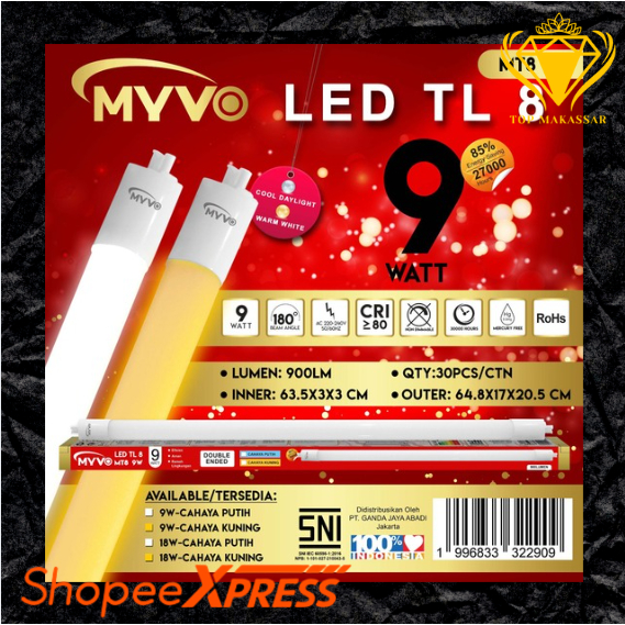 LAMPU LED T8 MYVO 9 WATT