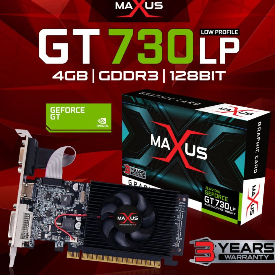 VGA MAXUS GT 730 LP 4GB DDR3 128 BIT REAL CAPACITY RESMI GT730 Low profile