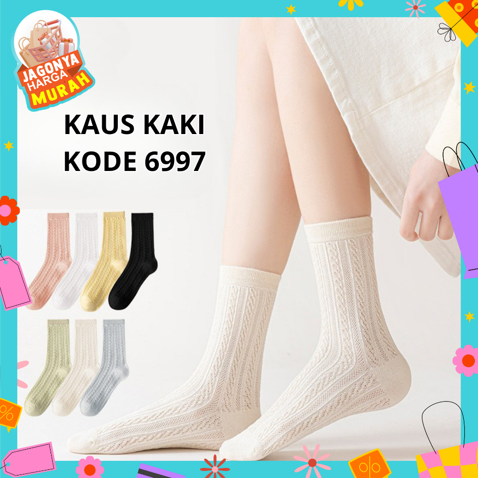JHM Kaos Kaki 6997 Kaos Kaki Panjang Wanita Dewasa Embos Renda Kaos Kaki Wanita Korean Style