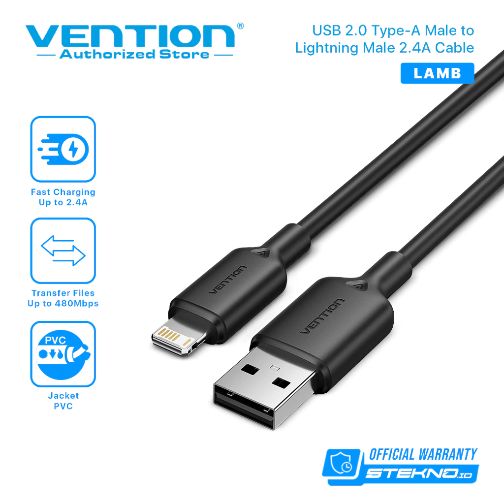 Vention Kabel Data Apple Iphone USB A to Lightning MFI Certified Premium LAB LAM LAN LAS