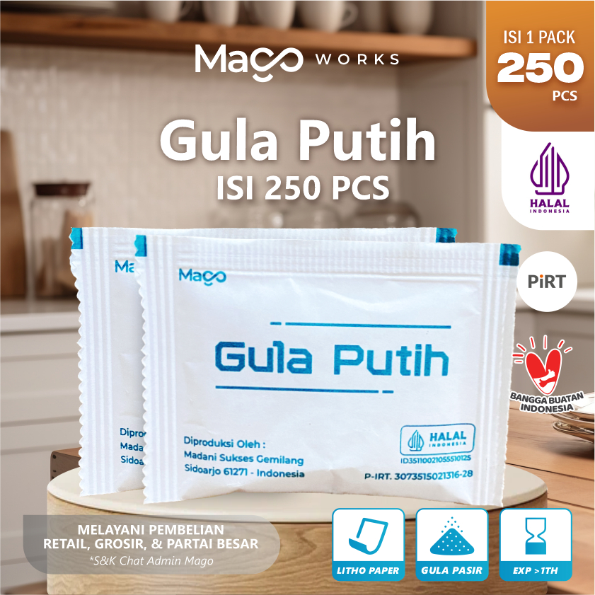 

Madani Sukses Gemilang / Gula Sachet / 1 Pack isi 250 pcs