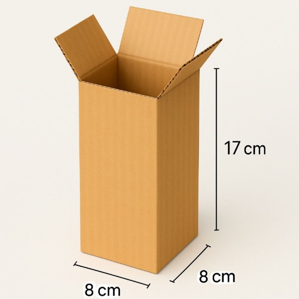 

Kardus packing ukuran 8x8x17cm polos luar dalam