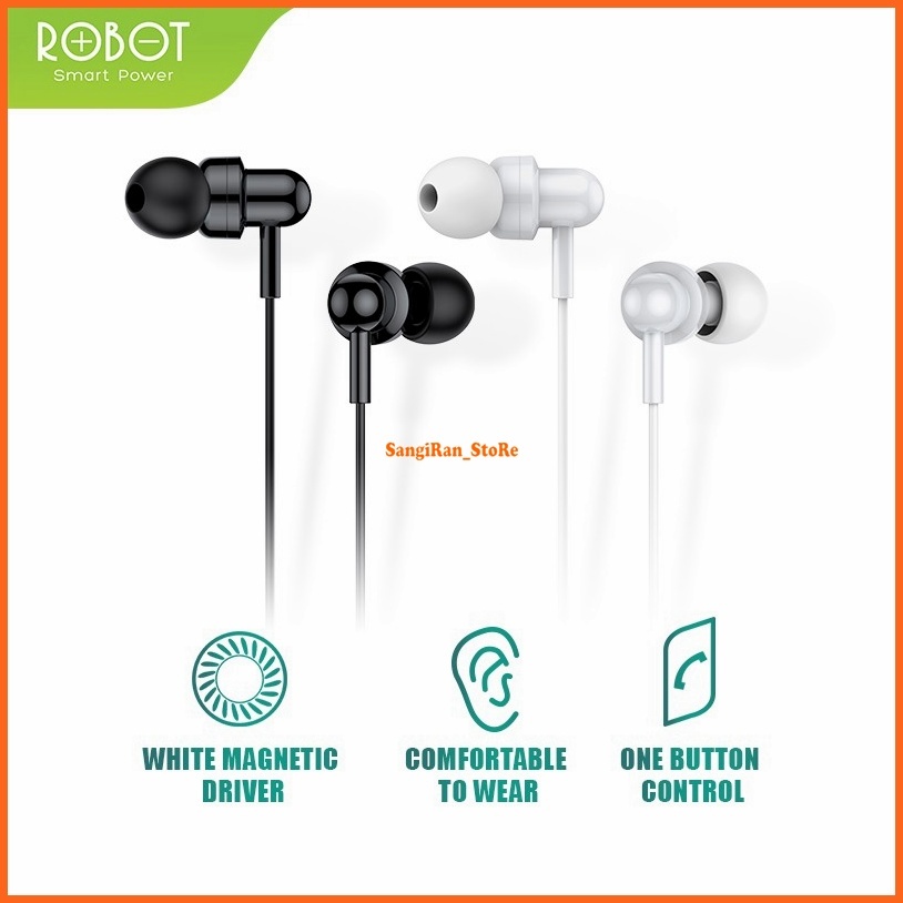 HF ROBOT RE20/RE20E/RE50 Headset Earphone Robot RE20 Deep Bass Ultra Light RE 20 / RE 20E / RE 50 Or