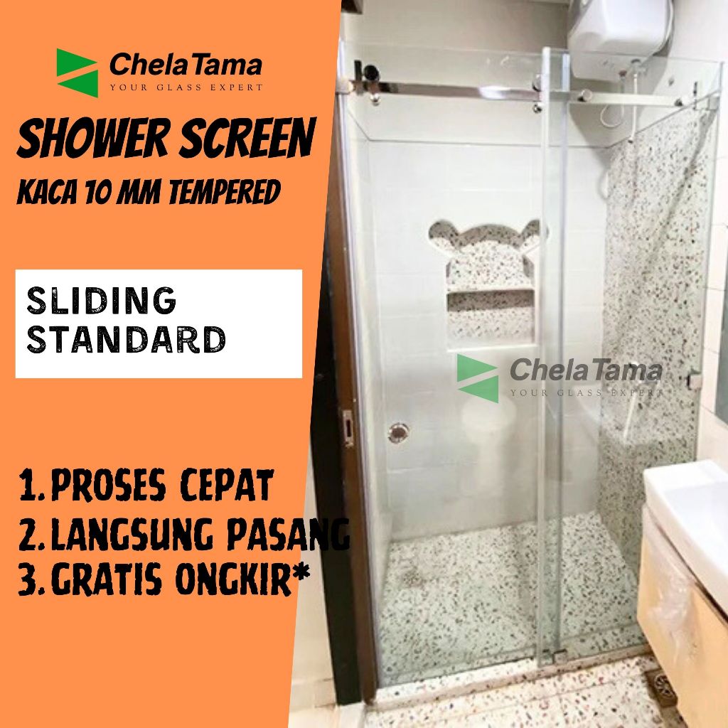 Pintu Sliding Kamar Mandi Kaca Tempered 10mm