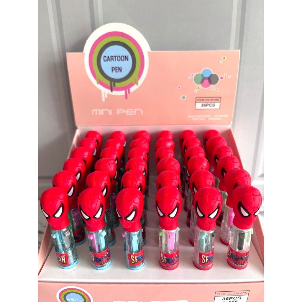 

Cindy Pulpen Mini Spiderman 4 in 1 Gel Pen Four Colour Pink Biru Hitam Hijau