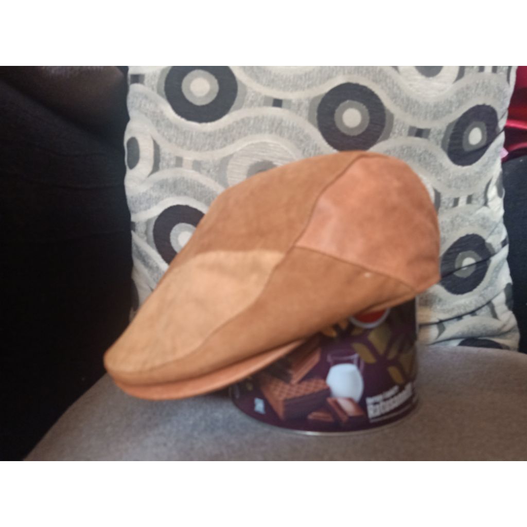topi copet newsboy fedora kulit leather keren