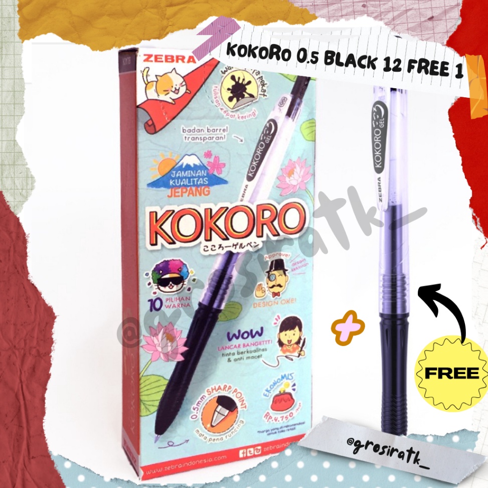 

KODE Y18P Zebra Pulpen Kokoro Black 13 Pcs Kokoro Black 1 Lusin Tinta Hitam 5 Free 1 Pcs