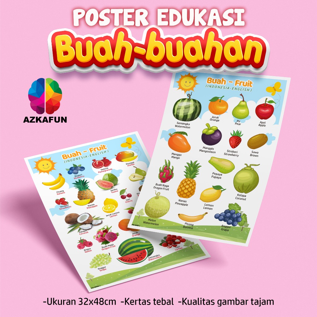 Poster Edukasi BUAH-BUAHAN - Poster edukasi anak