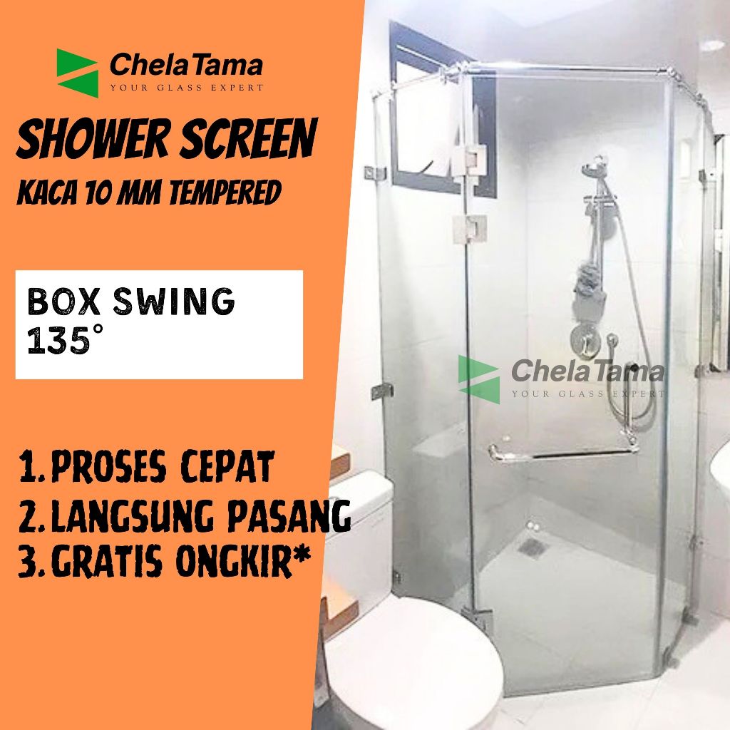 Pintu Kamar Mandi Kaca Tempered 10mm Shower Box