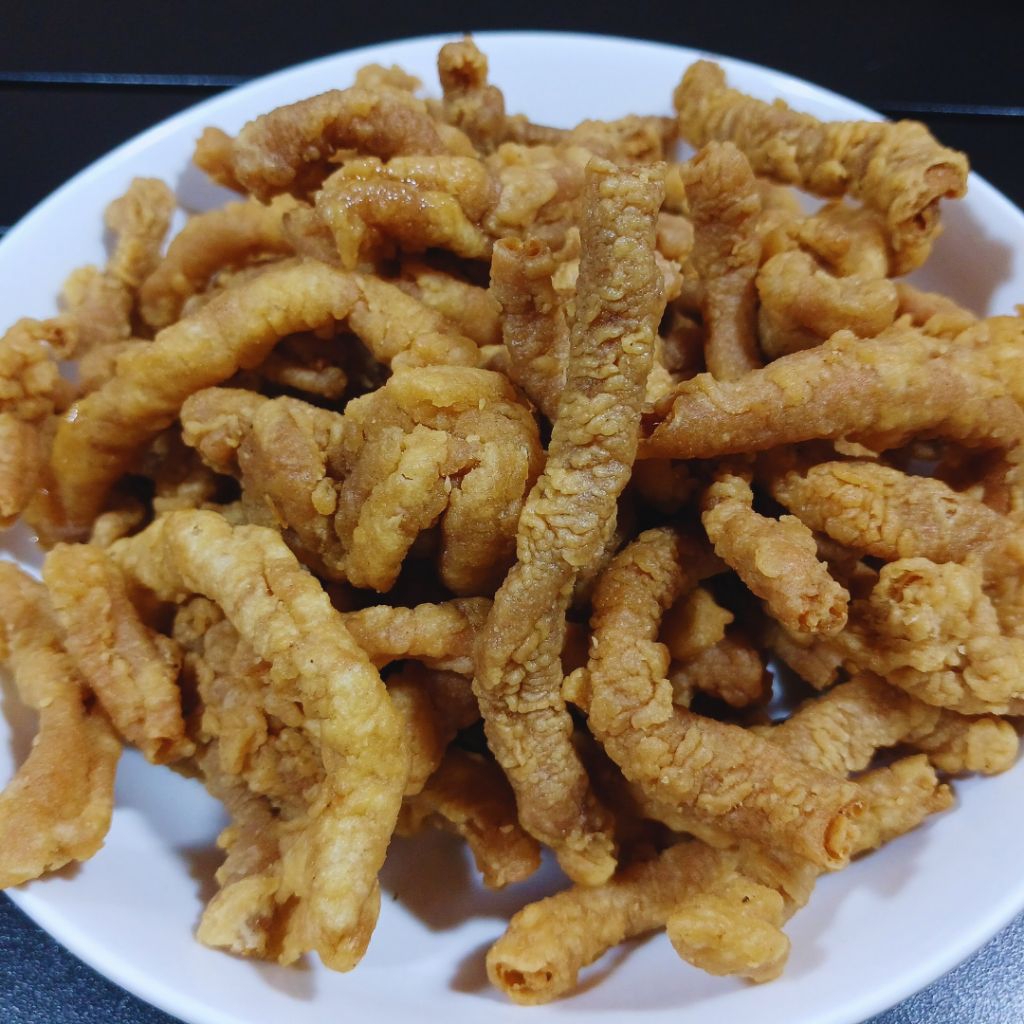 

Usus Ayam Krispy Kemasan 1kg Pedas Daun Jeruk