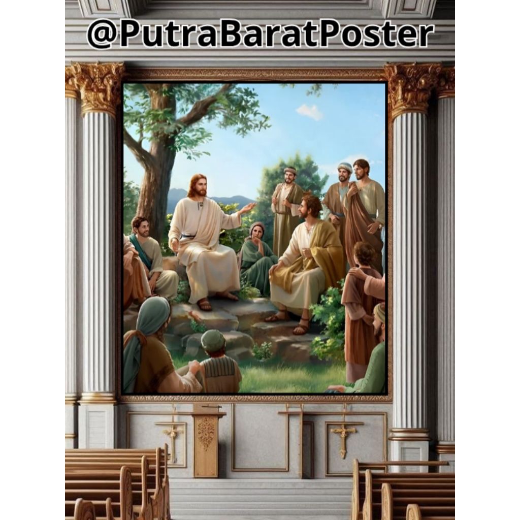 Poster Cetak Hiasan Dinding Jumbo Gambar Yesus Ukuran 70x100 Cm, Tanpa Bingkai. Dekorasi Ruang Tamu 