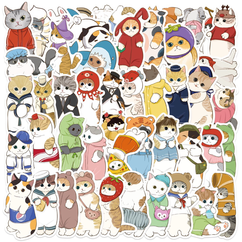 

STICKER ISI 50PCS Vinyl Anti Air - Long Cat Sticker Deco Pack - Sticker Dekorasi - Sticker Lucu - Sticker Unik - Sticker Jepang
