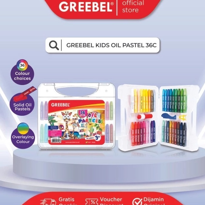 

GREEBEL Crayon 36 warna KIDS OIL PASTEL Non toxic KODE I6U9