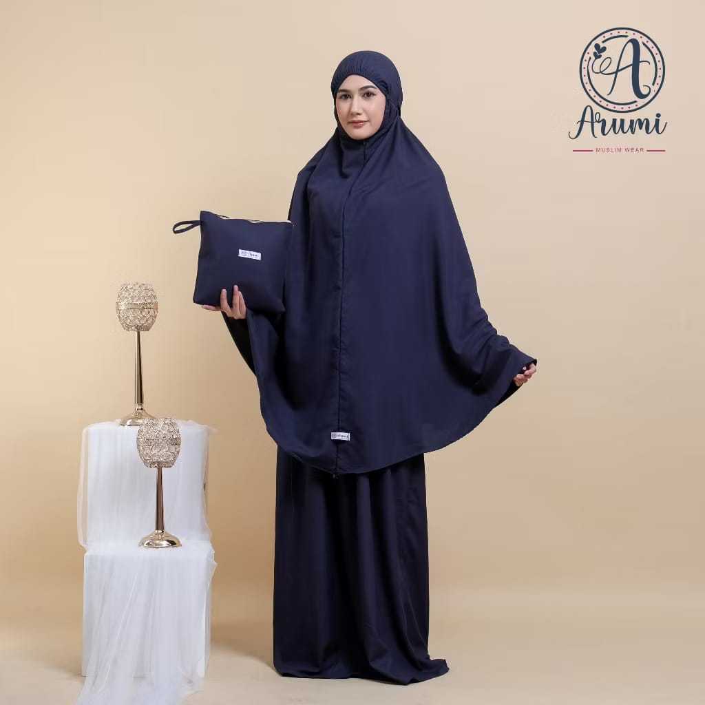 Arumi - MUKENA POLOSAN 2 IN 1 TAS KOTAK MENGGUNAKAN KARET DIBAGIAN DAHI