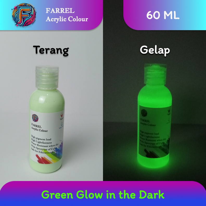 

KODE H66E Cat Akrilik Lukis Kanvas Mural Glow In The Dark series isi 6 ML Farrel Acrylic Colour