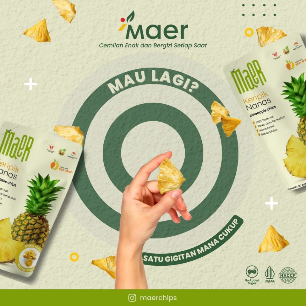 

maerchips fruit chips keripik buah nanas tanpa bahan tambahan 75 gram